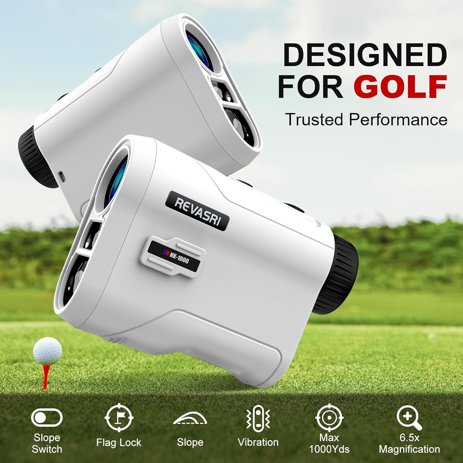 Golf Rangefinder with Slope and Pin Lock Vibration, External Slope Switch for Golf Tournament Legal, Rangefinders with Rechargeable Battery 600/1000YDS Laser Range Finder