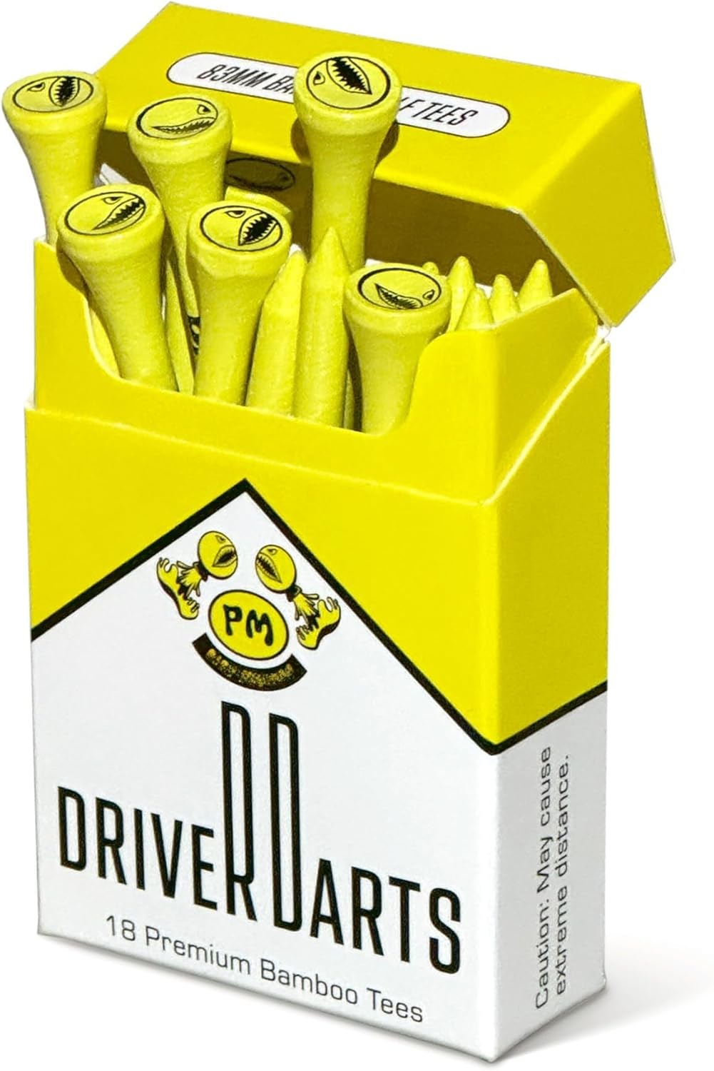 Driver Darts by P*ss Missile, Premium Bamboo Wood Golf Tees, 18 Count, 3.25 (83mm) Tee Length - Iconic Packging Style and Cool Organization - Fun Gift Ideas for Golfers