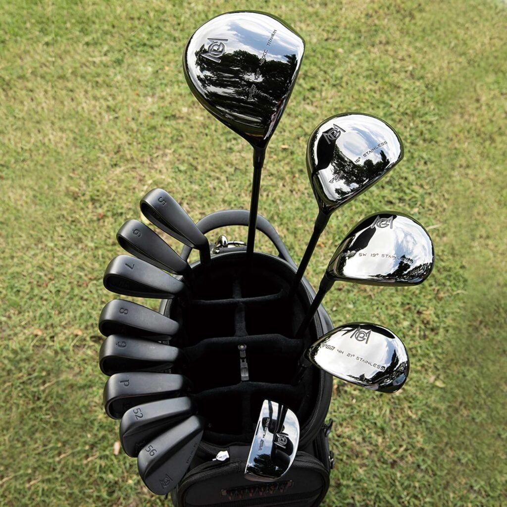 PGM 19 Piece Mens Complete Golf Club Sets - Ultra-Thin Face Titanium Driver (0.85+ COR), High COR Fairway Woods, Forged Irons, Precision CNC Milled Putter, with Stand Bag - Right Handed
