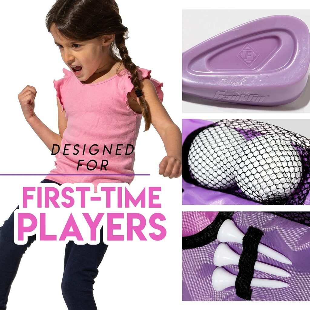 Franklin Sports Kids Golf Set - Youth Adjustable Plastic Golf Club Set - Kids Plastic Golf Set with Bag  Balls - Adjustable Length Clubs for Toddlers - Pink